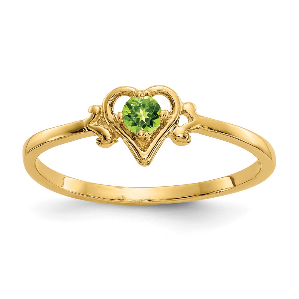 14k Yellow Gold Peridot August Birthstone Heart Ladies Ring Size 7 474$